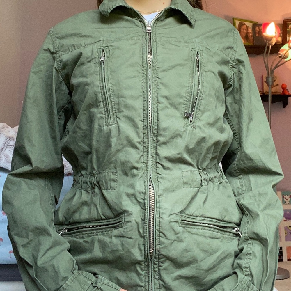 Army green bomber jacket